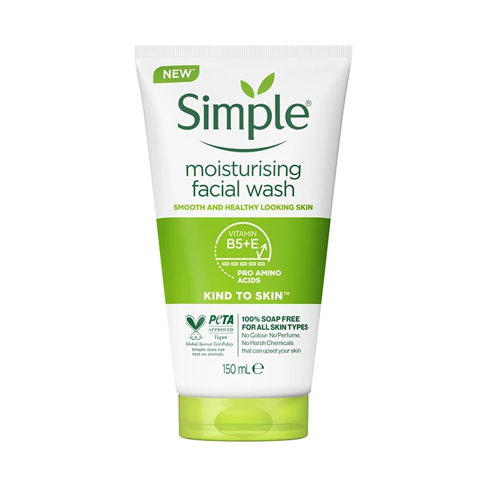 ژل شست‌وشوی صورت سیمپل مدل moisturising حجم 150 میلی‌لیتر