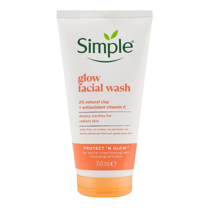 ژل شستشوی روشن کننده صورت سیمپل مدل Glow - حاوی 2% خاک رس طبیعی و ویتامین C