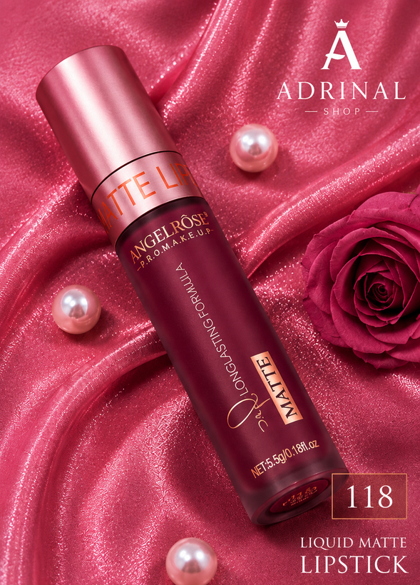 بستهبندی رژ لب مایع ANGEL ROSE شماره 118