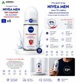 تصویر محصول رول ضد تعریق نیوآ مردانه مدل Dry Comfort حجم ۲۵ میلیلیتر مناسب استفاده روزانه