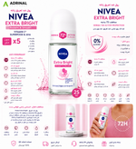 رول ضد تعریق زنانه نیوآ NIVEA Extra Bright Radiant & Smooth با محافظت 72 ساعته و حجم 25 میلیلیتر